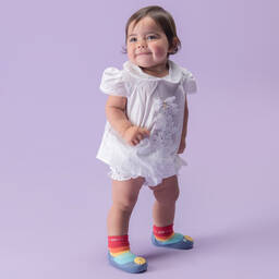 Mini Melissa-Blue Rainbow Sock Jelly Shoes | Childrensalon Outlet
