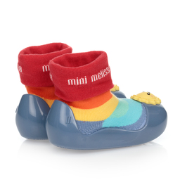 Mini Melissa-Blue Rainbow Sock Jelly Shoes | Childrensalon Outlet