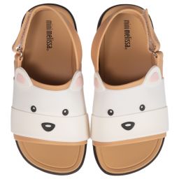 Mini Melissa-Girls Beige Bear Jelly Sandals | Childrensalon Outlet