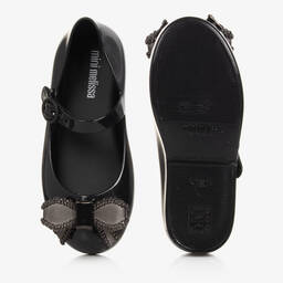 Mini Melissa-Girls Black Bow Jelly Ballerinas | Childrensalon Outlet
