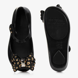 Mini Melissa-Girls Black Bow Jelly Shoes | Childrensalon Outlet