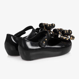 Mini Melissa-Girls Black Bow Jelly Shoes | Childrensalon Outlet