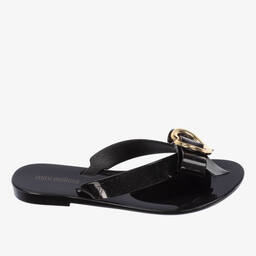 Mini Melissa-Girls Black Heart Jelly Flip-Flops | Childrensalon Outlet