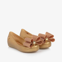 Mini Melissa-Girls Glittering Bow Jelly Ballet Flats | Childrensalon Outlet
