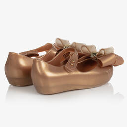 Mini Melissa-Girls Gold Bow Jelly Shoes | Childrensalon Outlet