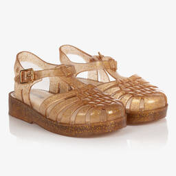 Mini Melissa Girls Gold Glitter Jelly Shoes Childrensalon Outlet