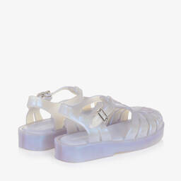 Mini Melissa-Girls Ivory & Pearlescent Blue Jelly Sandals | Childrensalon Outlet