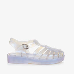 Mini Melissa-Girls Ivory & Pearlescent Blue Jelly Sandals | Childrensalon Outlet