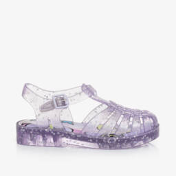 Mini Melissa-Girls Lavender Starry Glitter Sandals | Childrensalon Outlet