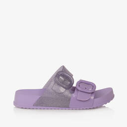 Mini Melissa-Girls Lilac Purple Glitter Sliders | Childrensalon Outlet