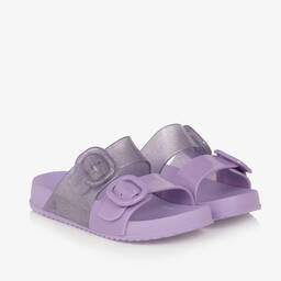 Mini Melissa-Girls Lilac Purple Glitter Sliders | Childrensalon Outlet