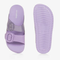 Mini Melissa-Girls Lilac Purple Glitter Sliders | Childrensalon Outlet