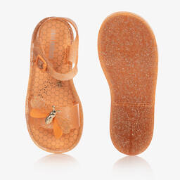 Mini Melissa-Girls Orange Gliitter Bugs Jelly Sandals | Childrensalon Outlet