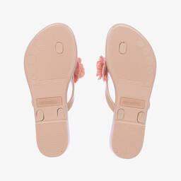 Mini Melissa-Girls Pink Floral Flip Flops | Childrensalon Outlet
