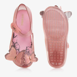 Mini Melissa-Girls Pink Glitter Butterfly Jelly Shoes | Childrensalon Outlet