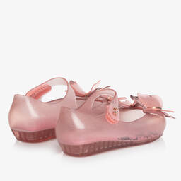 Mini Melissa-Girls Pink Glitter Butterfly Jelly Shoes | Childrensalon Outlet