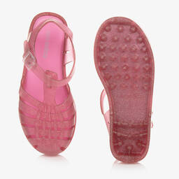 Mini Melissa-Girls Pink Glitter Jelly Sandals | Childrensalon Outlet