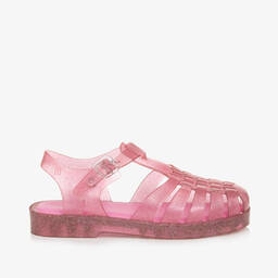 Mini Melissa-Girls Pink Glitter Jelly Sandals | Childrensalon Outlet
