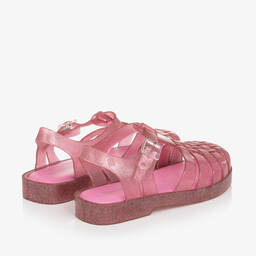 Mini Melissa-Girls Pink Glitter Jelly Sandals | Childrensalon Outlet