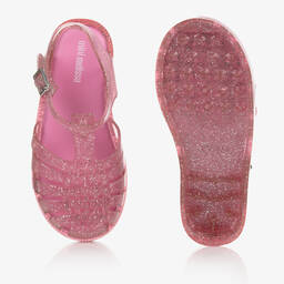 Mini Melissa-Girls Pink Glitter Jelly Shoes | Childrensalon Outlet