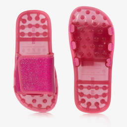 Mini Melissa-Girls Pink Glitter Jelly Sliders | Childrensalon Outlet