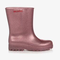 Mini Melissa-Girls Pink Glitter Rain Boots | Childrensalon Outlet