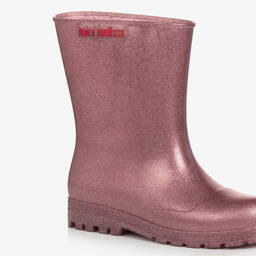 Mini Melissa-Girls Pink Glitter Rain Boots | Childrensalon Outlet