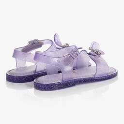 Mini Melissa-Girls Purple Glitter Bugs Jelly Sandals | Childrensalon Outlet