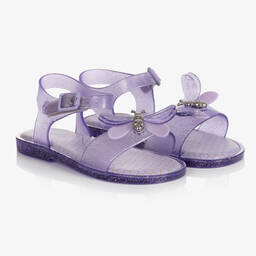 Mini Melissa-Girls Purple Glitter Bugs Jelly Sandals | Childrensalon Outlet