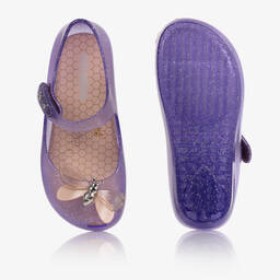 Mini Melissa-Фиолетовые резиновые туфли с жуками и блестками | Childrensalon Outlet