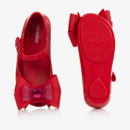 Mini Melissa-Girls Red Bow Jelly Shoes | Childrensalon Outlet