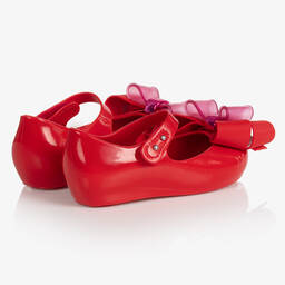 Mini Melissa-Girls Red Bow Jelly Shoes | Childrensalon Outlet