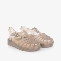 Mini Melissa-Girls Shimmering Gold Jelly Shoes | Childrensalon Outlet