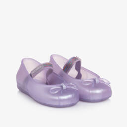 Mini Melissa-حذاء بناتي لامع بلون أرجواني مع فيونكة | Childrensalon Outlet