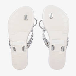 Mini Melissa-Girls Silver Disney Jelly Flip Flops | Childrensalon Outlet