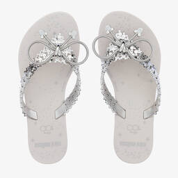 Mini Melissa-Girls Silver Disney Jelly Flip Flops | Childrensalon Outlet