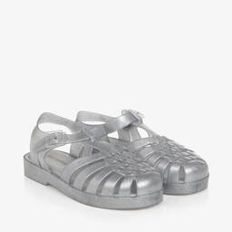 Mini Melissa Girls Silver Glittery Jelly Sandals Childrensalon Outlet