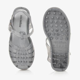 Mini Melissa-Girls Silver Glittery Jelly Sandals | Childrensalon Outlet