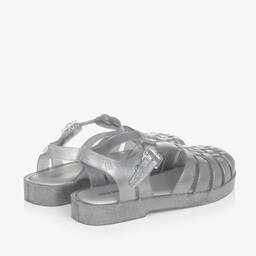 Mini Melissa-Girls Silver Glittery Jelly Sandals | Childrensalon Outlet