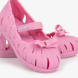 Mini Melissa-Girls Sparkling Pink Bow Flats | Childrensalon Outlet