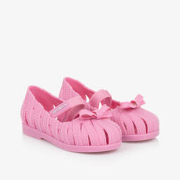 Mini Melissa-Girls Sparkling Pink Bow Flats | Childrensalon Outlet
