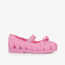 Mini Melissa-Girls Sparkling Pink Bow Flats | Childrensalon Outlet