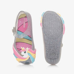 Mini Melissa-Блестящие серебряные туфли единорога для девочек | Childrensalon Outlet