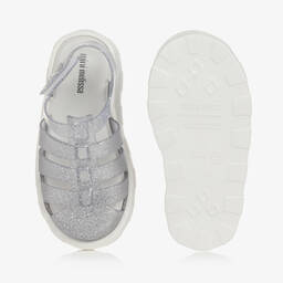 Mini Melissa-Girls White Glitter Jelly Sandals | Childrensalon Outlet
