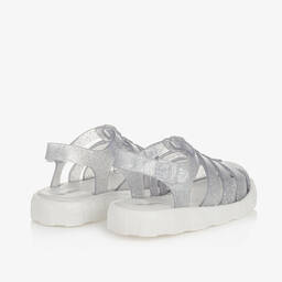 Mini Melissa-Girls White Glitter Jelly Sandals | Childrensalon Outlet