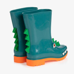 Mini Melissa-Green Dino PVC Rain Boots | Childrensalon Outlet