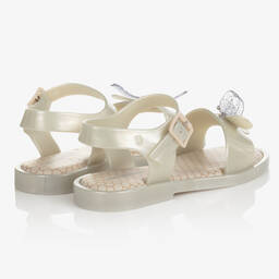 Mini Melissa-Junior Girls Ivory Pearl Bugs Jelly Sandals | Childrensalon Outlet