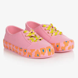 Mini Melissa-Junior Girls Pink Floral Jelly Trainers | Childrensalon Outlet
