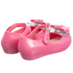 Mini Melissa-Pink Silver Heart Jelly Shoes | Childrensalon Outlet