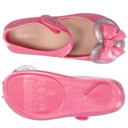 Mini Melissa-Pink Silver Heart Jelly Shoes | Childrensalon Outlet
